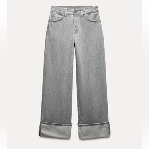 Zara TRF High Rise Wide Leg Belt Loop Jeans